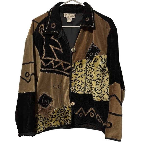 new directions Jackets & Blazers - Vintage Woman New Direction Patchwork Animal Print Jacket Size XL too cool